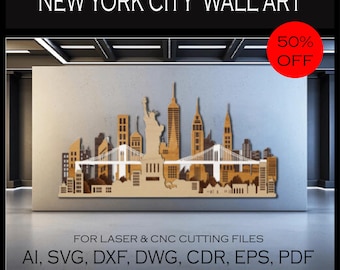 New York City Multilayer Laser Cut Datei, CNC bereit digitales Wand Kunst Design | Sofortiger digitaler Download für Laserschneiden & CNC-Fräser-Projekt
