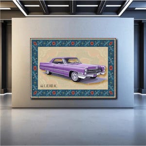 1966 Cadillac Convertible Poster – Vintage Red DeVille Classic Car Wall Art • Retro Garage Decor • Digital Download for Auto Enthusiasts art