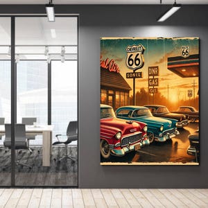 1950s Classic American Cars Digital Download Poster, Vintage Retro Car Wall Art, Poster for Garage Office workshop, Classic auto car poster