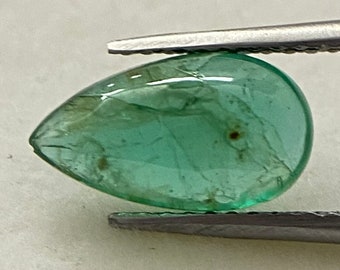 Natural Zambian Emerald Cabochon, 1.95 Carat Pear Shape