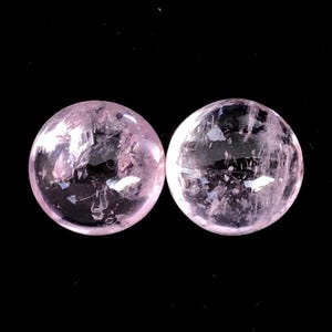 16.65 Carat AAA Pink Morganite Pair: 12mm Round Gemstone
