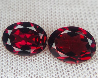 Red Garnet Pair: 7x9mm Oval Faceted Gemstones, 4.00 Carat