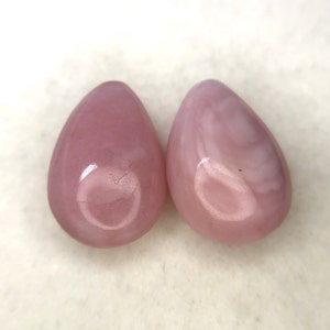 Pink Opal Almond Cabochon Pair: 18.80 CT Loose Gemstones