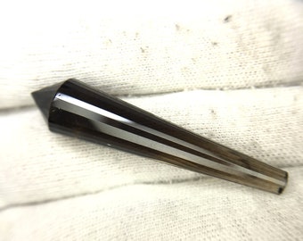 23.50CT Smoky Quartz Cone Gemstone: 10x40mm Faceted Loose Stone