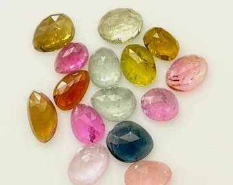 Lot de tourmaline taillée en rose : Pierre à facettes multicolore (6 x 8,50 mm à 7 x 10 mm)