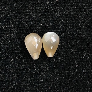 8x12mm Natural Grey Moonstone Drops Pair Faceted 9.35carat Gemstone Good Quality Loose Gemstone For Jewellery Making At Wholesale .