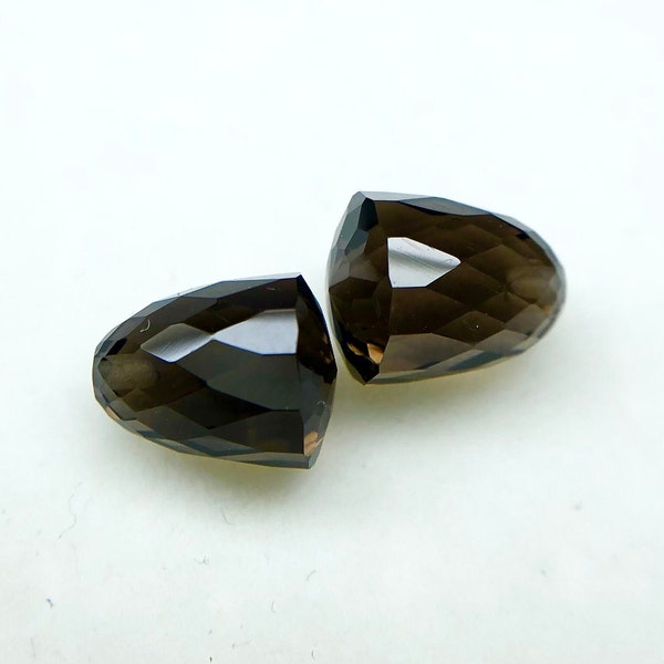 6.00Carat Natural Smoky Quartz Bullet Pair Faceted Top Drilled Good Quality Loose Gemstone For Jewelry Making at very Affortable  Price