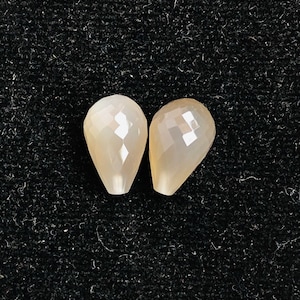 8x12mm Natural Grey Moonstone Drops Pair Faceted 9.25carat Gemstone Good Quality Loose Gemstone For Jewellery Making At Wholesale .