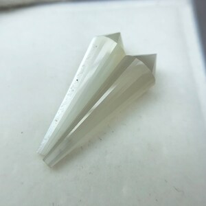 23.00CT White Moonstone Cone Pair: Faceted Loose Gemstones 9x34mm