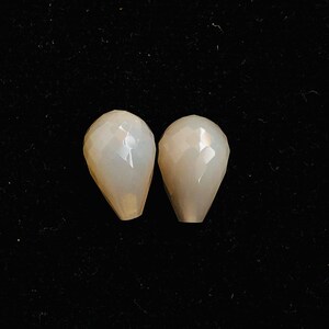 8x12mm Natural Grey Moonstone Drops Pair Faceted 9.15carat Gemstone Good Quality Loose Gemstone For Jewellery Making At Wholesale .