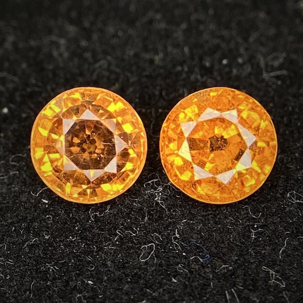 Natural Spessartite Garnet Round Pair Faceted Gemstone 5x5mm Loose Gemstone 1.85carat Good Quality Making For Jewelry at Reasonable Price
