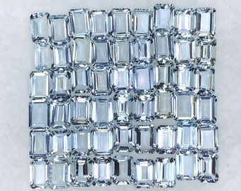 Octagon Faceted Aquamarine Gemstone: 45.00 Ct, 5x7MM Loose Stone