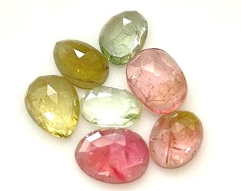 Rose Cut Tourmaline Pair: 12.95 ct Multicolor Gemstone for Jewelry