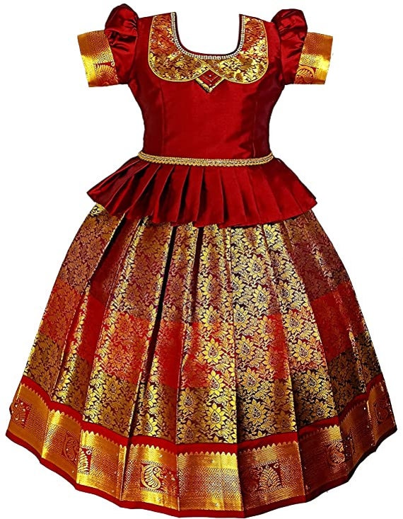 Pattu pavadai top for kids