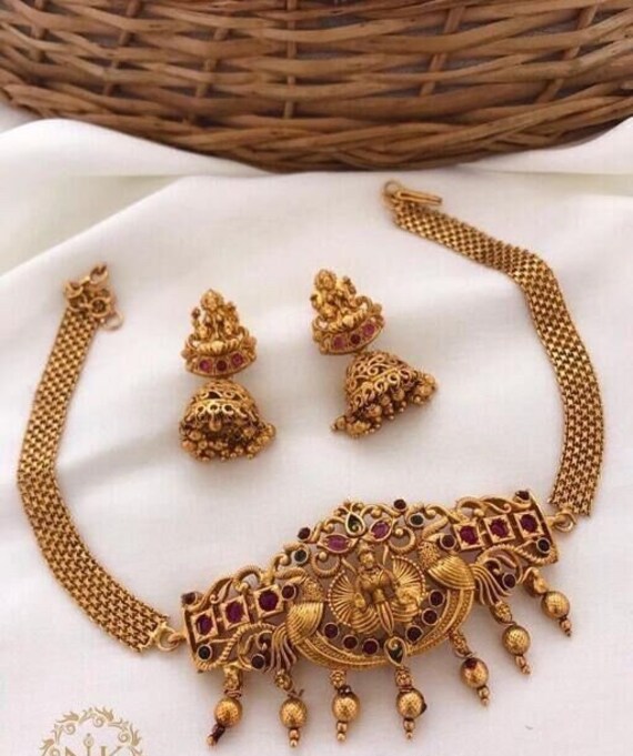 Ethnic Goldplated Imitation Indian Choker Necklace Set/Indian Fashion Choker  Set