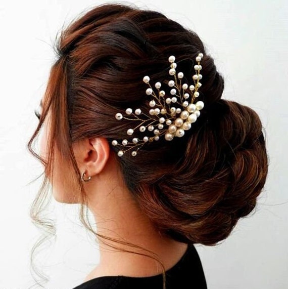 Silver Bridal Hair Pin Pearl Headpiece Gem Hair Accessories - Etsy Norway Silver Bridal Hair Pin Pearl Headpiece Gem Hair Accessories - Etsy Norway