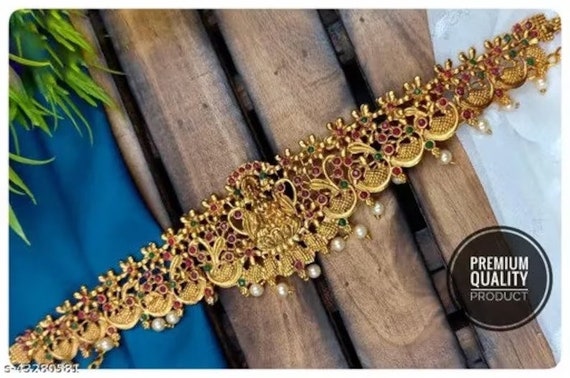 South Indian Hip Chain/saree Challa Kamarbandh/kamarpatta Belly Hip Chain/cz  Waistbelt/gold Saree Belt/indian Jewelry/vaddanam/waist Chain -  Sweden