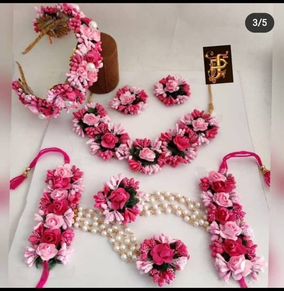 Pink Artificial Flower Jewellery Bridesmaid Bridal Floral