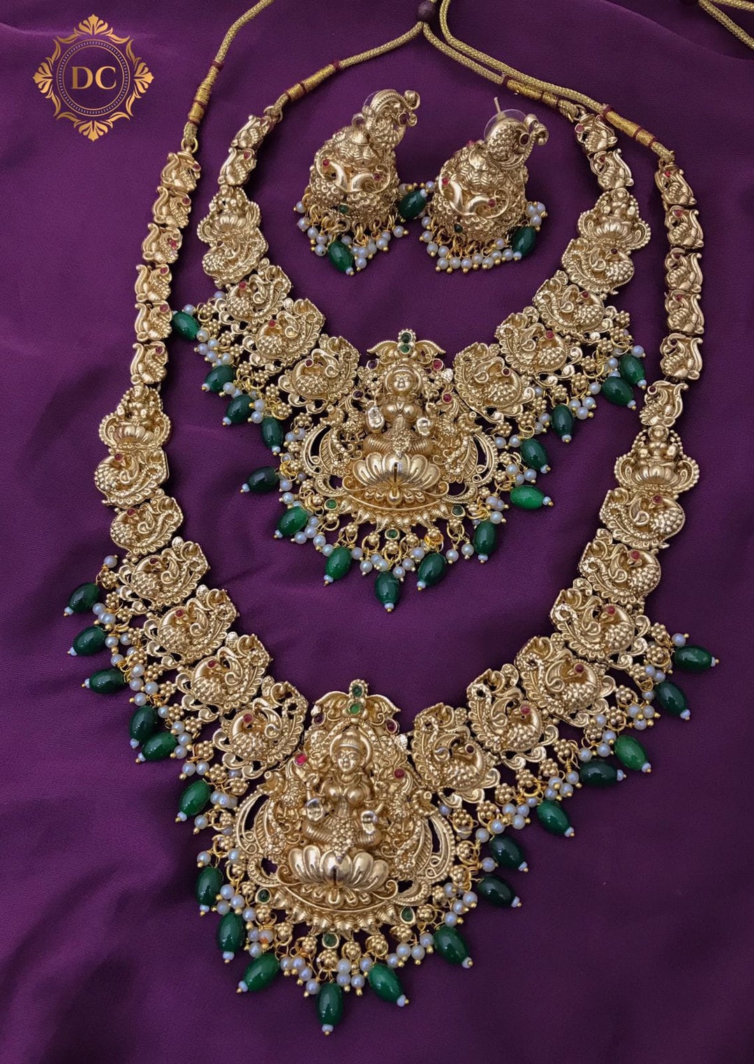 Temple Jewelry Full Set Bridal Jewelry, Traditional Jewelry, Matte Gold