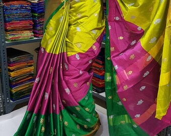 Original Uppada Pure Tissue Saree Hand Master Woven Designer Niharika Pattu Sari 