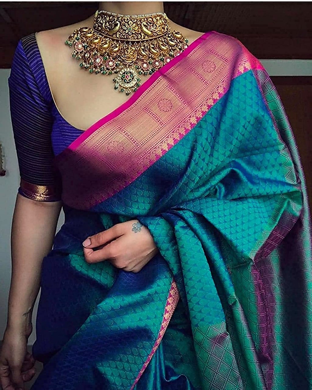 Traditional Kanchipuram Weaving Sari Blouse New wear - Etsy