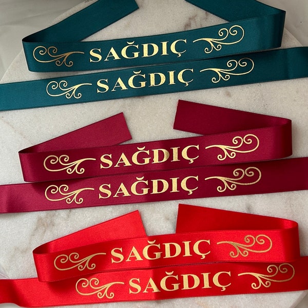 Best man Sağdıç ribbon for sleeves red, turquoise and bordeaux