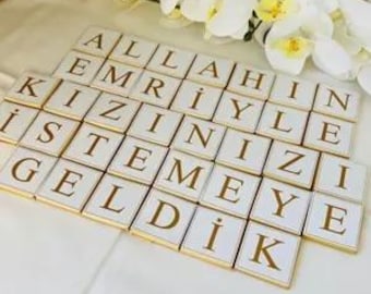 Engagement chocolate gold without tray Traditional Turkish culture Kiz Isteme sticker Engagement Allahin Emriyle Kizinizi Istemeye Geldik