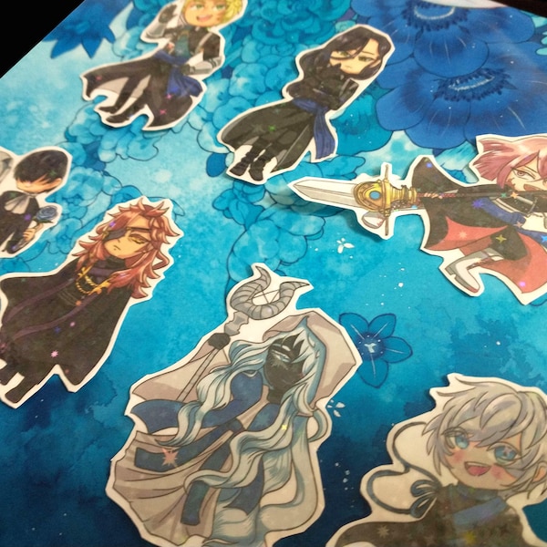 VNC Side characters Holographic stickers {Roland, Olivier, Astolfo, Ruthven, Misha, Chloe and Jean-Jacques}
