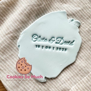 Custom wedding names with date cookie stamp, custom cookie stamp, wedding cookie stamp