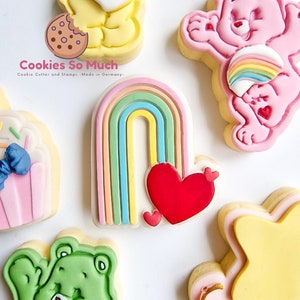 Rainbow with Hearts cookie debosser cookie cutter, Rainbow with Hearts cookie stamp cookie cutter