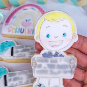 Boy with name tag School Cookie Stamp & Cutter