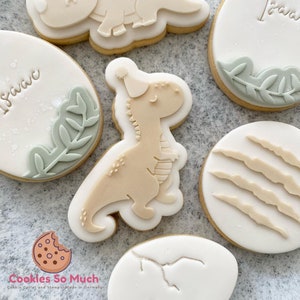 Party Dinosaur cookie debosser cookie cutter, Party Dinosaur cookie stamp cookie cutter, Party Dinosaur cookie cutter