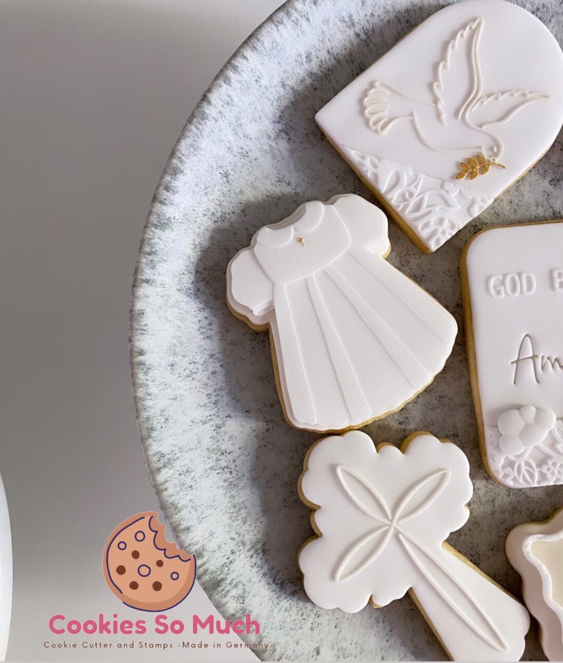 Christening girl dress cookie stamp cookie cutter, Christening girl dress cookie debosser cookie cutter