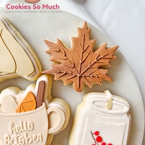 Autumn Fall leaf cookie stamp debosser cutter, Thanksgiving, Halloween