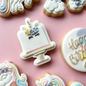 unicorn cake cookie stamp cookie cutter, unicorn cake cookie debosser cookie cutter