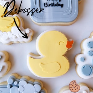 Baby duck cookie stamp debosser cutter, baby shower cookies, duck birthday theme, rubber duck, rubber duck
