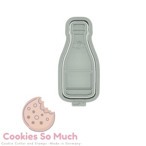 Classic Champagne Bottle Wedding Cookie Stamp & Cutter