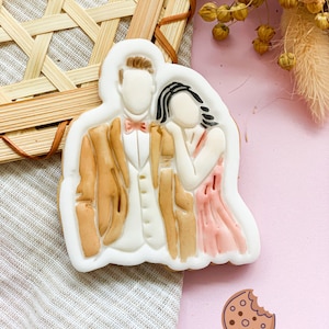 Bridal Couple Engagement Wedding Cookie Stamp & Cutter