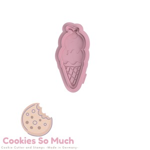 Ice Cream 1 with cherry cookie debosser cookie cutter