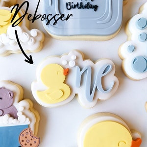 Baby duck one cookie stamp debosser cutter, Rubberduck cookies, Birthday cookie theme