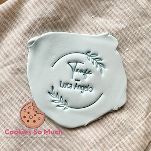 Christening of with branch custom cookie stamp, Christening custom cookie stamp