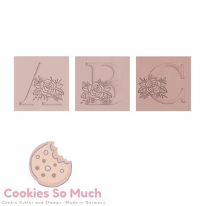 Floral Alphabet A-Z Letter cookie debosser