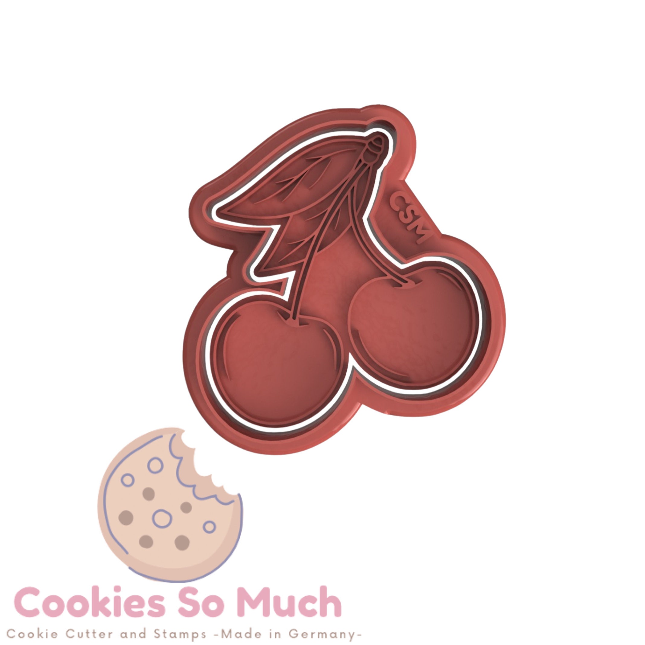 Cherry cookie stamp with cookie cutter
