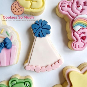 Party hat cookie debosser cookie cutter, Party hat cookie stamp cookie cutter