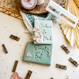 Conjunto de fuentes de script, sello de galletas del alfabeto, decoración de galletas, suministros para hornear, sello de fuente, alfabeto, sello de galletas, cortador de galletas
