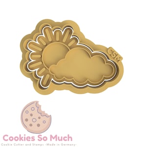 Cloud and Sun cookie stamp cookie cutter, cloud and sun cookie debosser cookie cutter