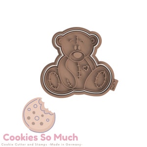 Fabric Plush Teddy Bear with Heart Cookie Stamp & Cutter babyshower