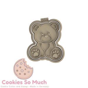 Teddy Cookie stamp, cookie cutter, baby shower cookie stamp, baby cookie stamp, cute cookie cutters, fondant stamp, cookie decorating