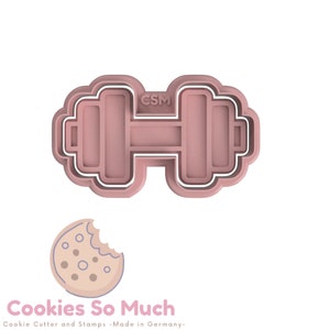 Dumbbell cookie stamp with cookie cutter, dumbbell cookie debosser with cookie cutter