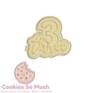 Number 3 three Cookie Debosser & Cutter